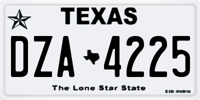 TX license plate DZA4225