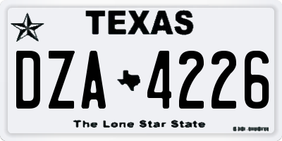 TX license plate DZA4226