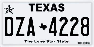 TX license plate DZA4228