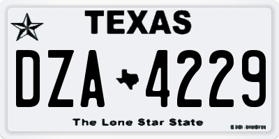 TX license plate DZA4229