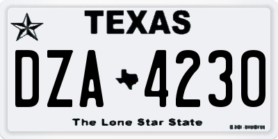 TX license plate DZA4230