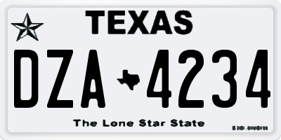 TX license plate DZA4234