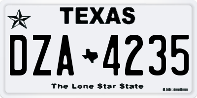 TX license plate DZA4235