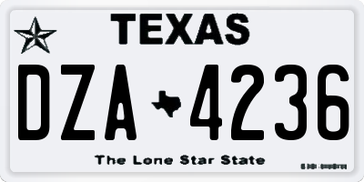 TX license plate DZA4236
