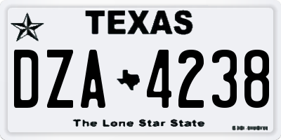 TX license plate DZA4238