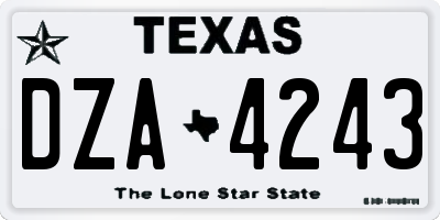 TX license plate DZA4243