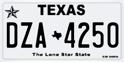 TX license plate DZA4250