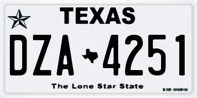TX license plate DZA4251