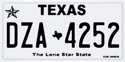 TX license plate DZA4252