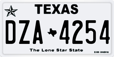 TX license plate DZA4254