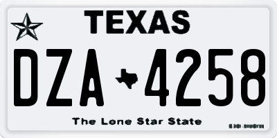 TX license plate DZA4258