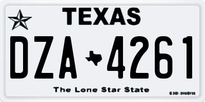 TX license plate DZA4261
