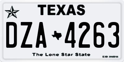TX license plate DZA4263