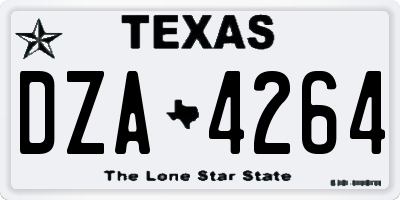 TX license plate DZA4264