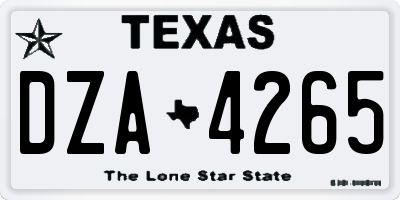 TX license plate DZA4265