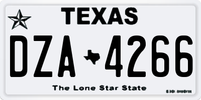 TX license plate DZA4266