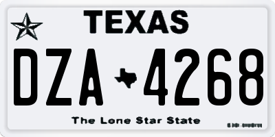TX license plate DZA4268