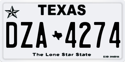 TX license plate DZA4274