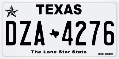 TX license plate DZA4276