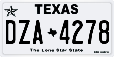 TX license plate DZA4278