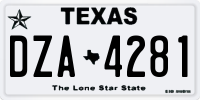 TX license plate DZA4281