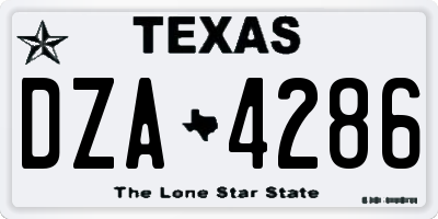 TX license plate DZA4286