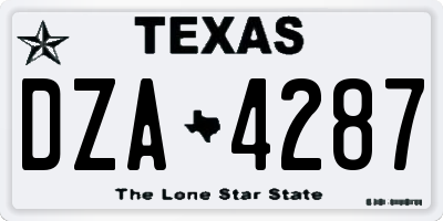 TX license plate DZA4287