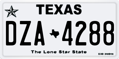TX license plate DZA4288