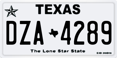 TX license plate DZA4289