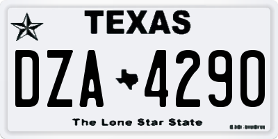 TX license plate DZA4290