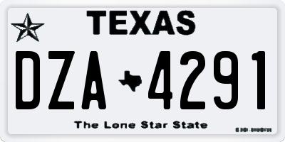 TX license plate DZA4291