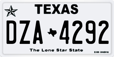 TX license plate DZA4292