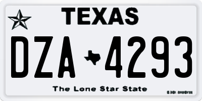 TX license plate DZA4293