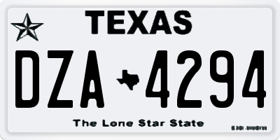 TX license plate DZA4294