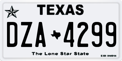 TX license plate DZA4299