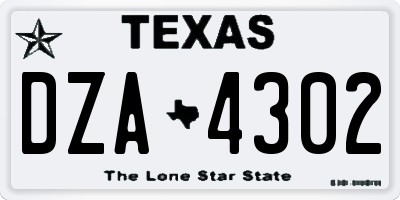 TX license plate DZA4302
