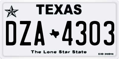 TX license plate DZA4303