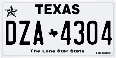 TX license plate DZA4304