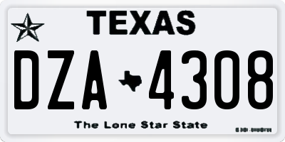 TX license plate DZA4308