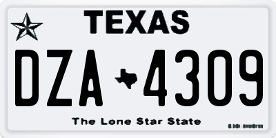 TX license plate DZA4309