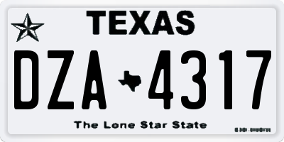TX license plate DZA4317