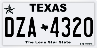 TX license plate DZA4320