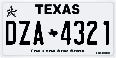 TX license plate DZA4321