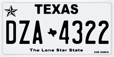 TX license plate DZA4322