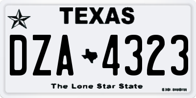 TX license plate DZA4323