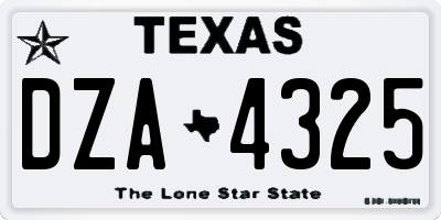 TX license plate DZA4325