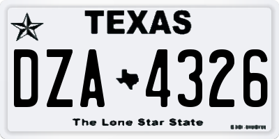 TX license plate DZA4326