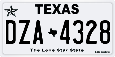 TX license plate DZA4328