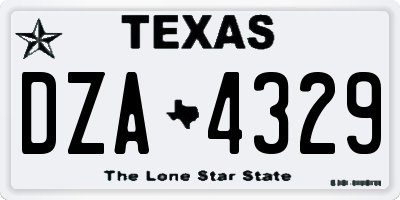 TX license plate DZA4329