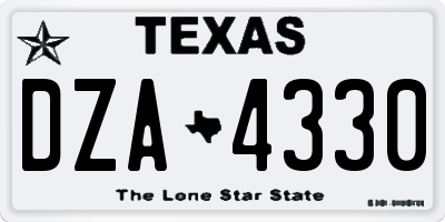TX license plate DZA4330